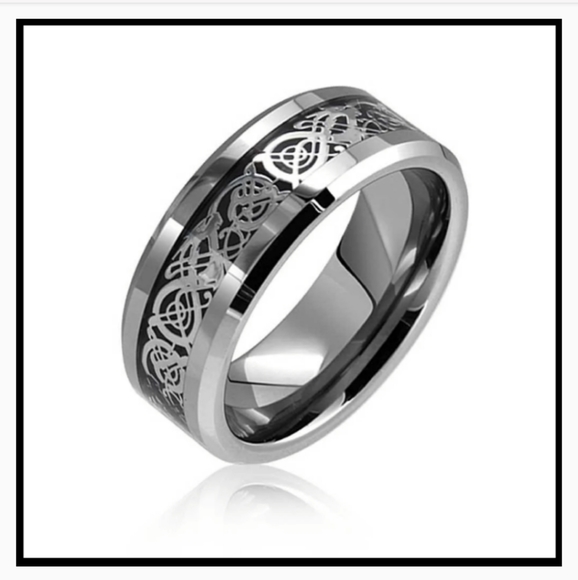 Tungsten Carbide Jewelry - Tungsten Carbide Celtic Dragon Wed Ring Band Sz 8